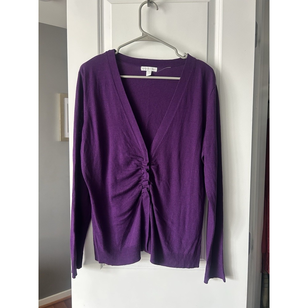 NWOT New York & Company Women's Purple V Neck Pullover Sweater Size XL